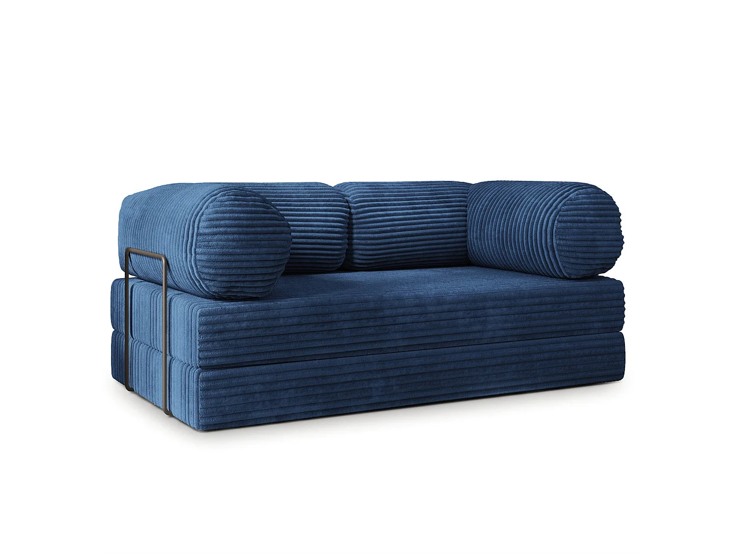 Canapé compressé ALVIO avec cadre métallique, Velours côtelé TILIA, Bleu