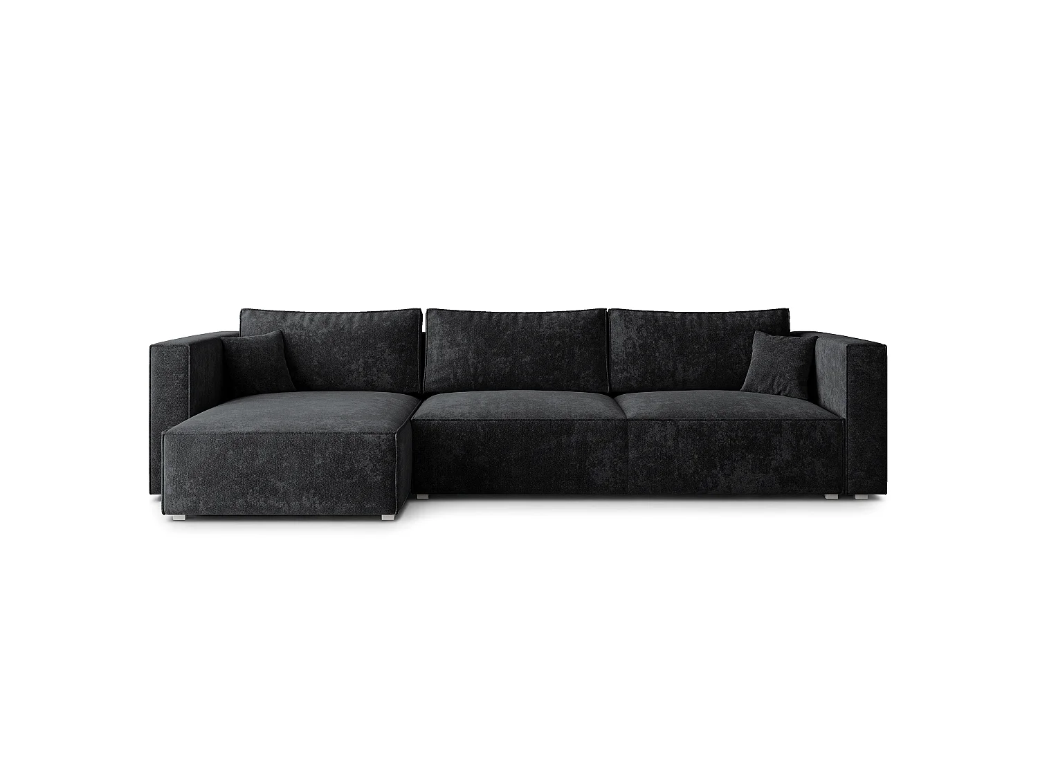 Hoekbank TOLMO, met slaapfunctie, Chenille Zwart