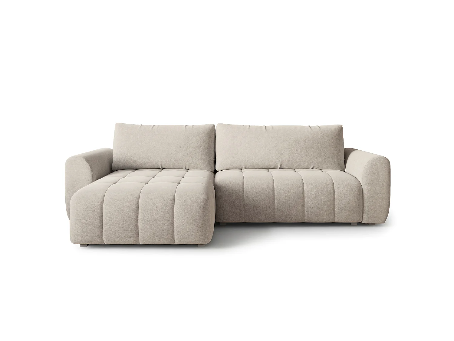 Hoekbank MODARO, met slaapfunctie, Fluweelstof Crème