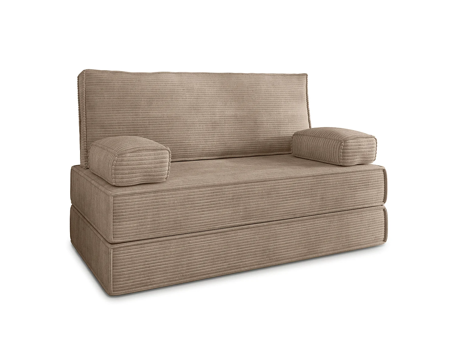 Canapé compressé LADIA sans cadre métallique, Velours côtelé POSO, Beige