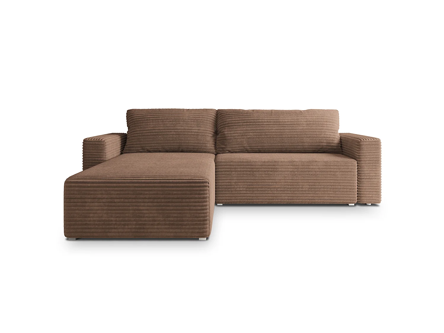 Hoekbank CALTI, met slaapfunctie, Cordstof Beige