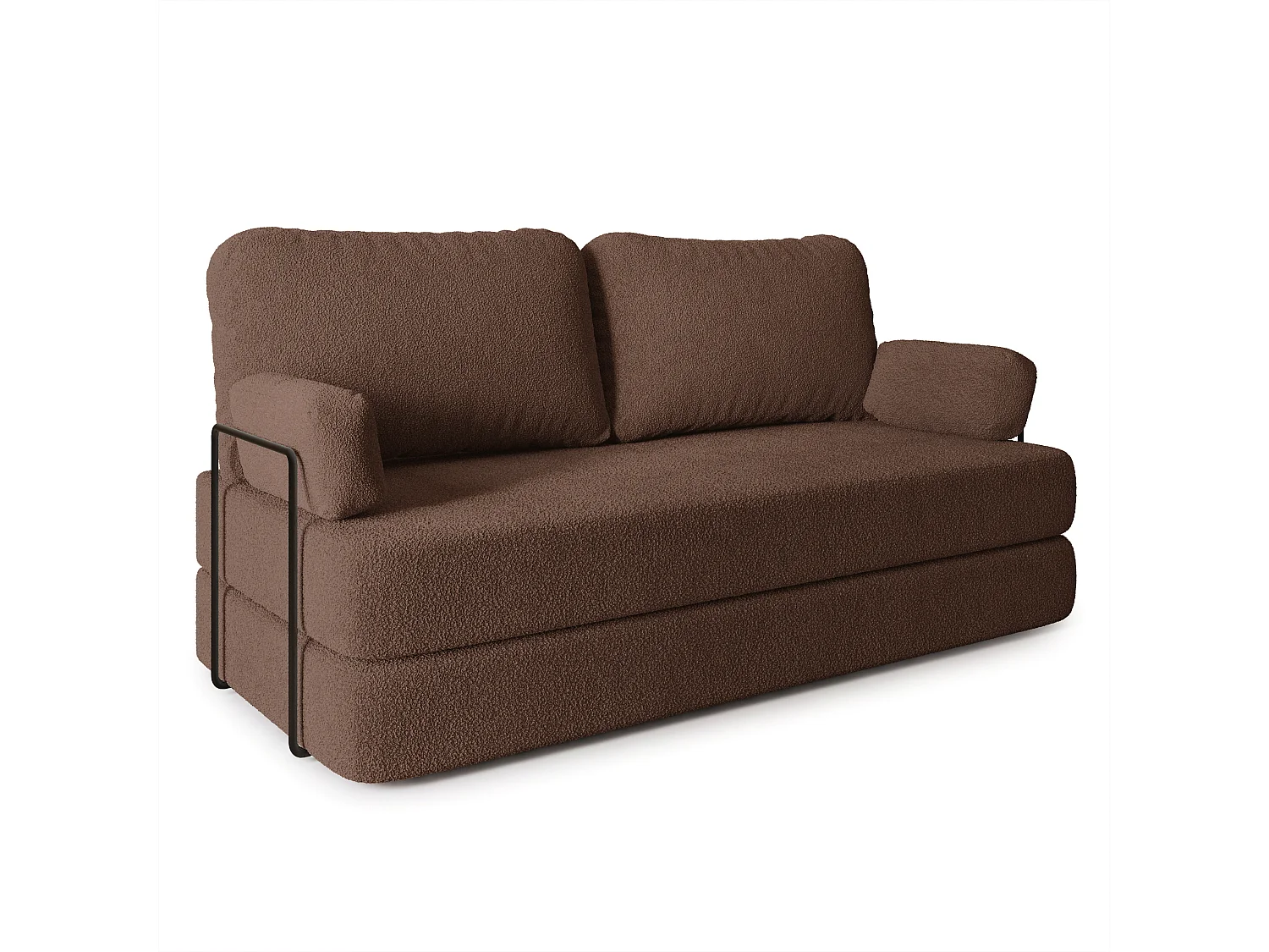 Canapé compressé NIKSI avec cadre métallique, Tissu bouclé, Marron