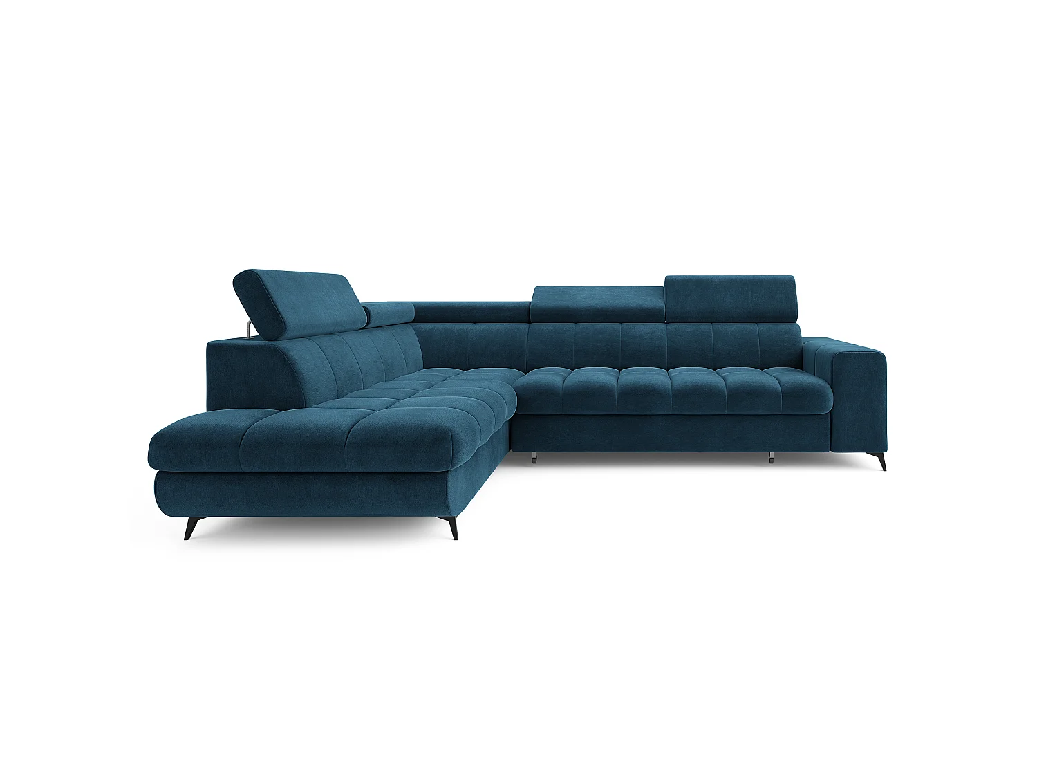 Hoekbank MORIVA, met slaapfunctie, Veloursstof Blauw