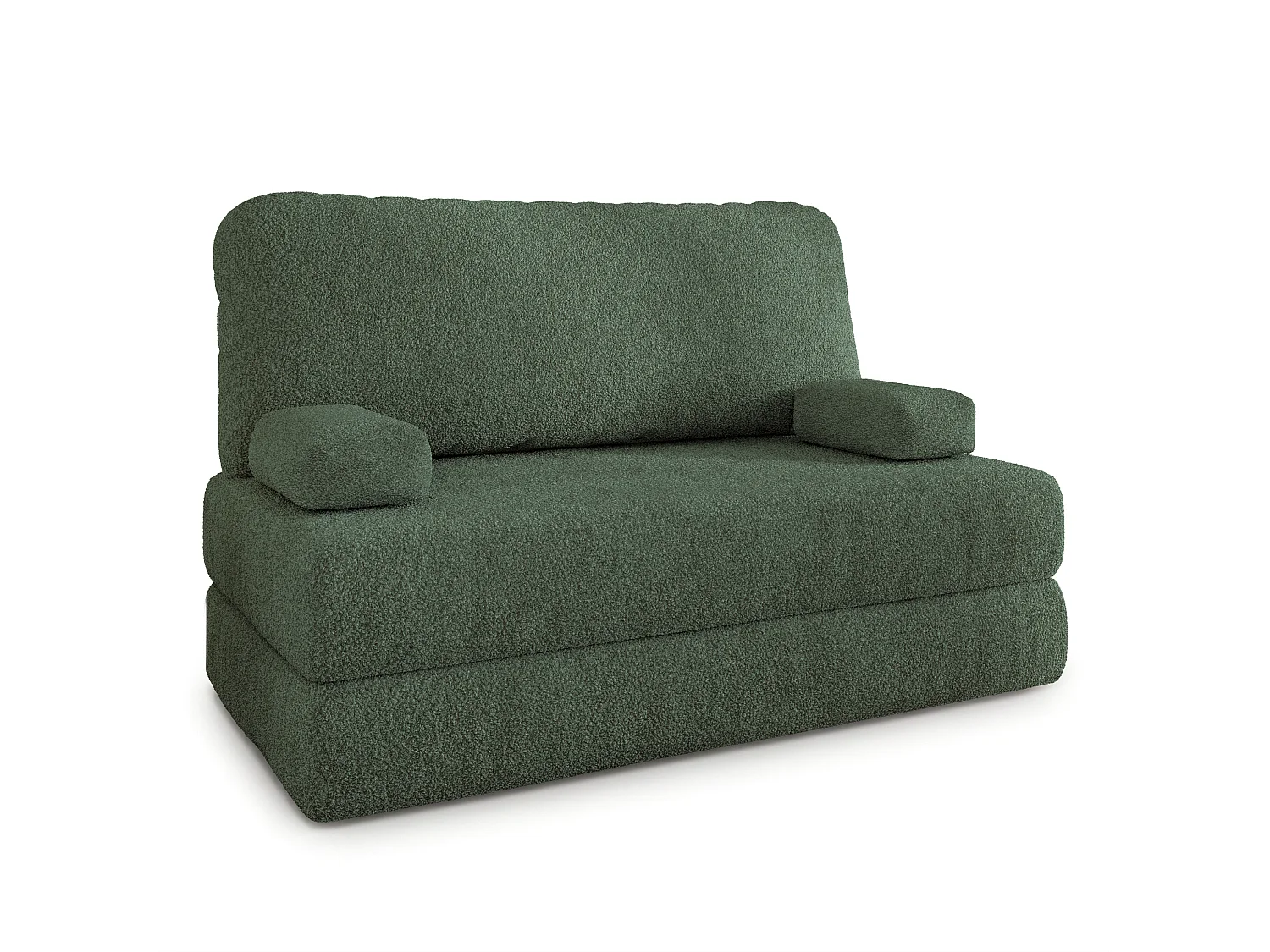 Canapé compressé KESTE sans cadre métallique, Tissu bouclé, Vert