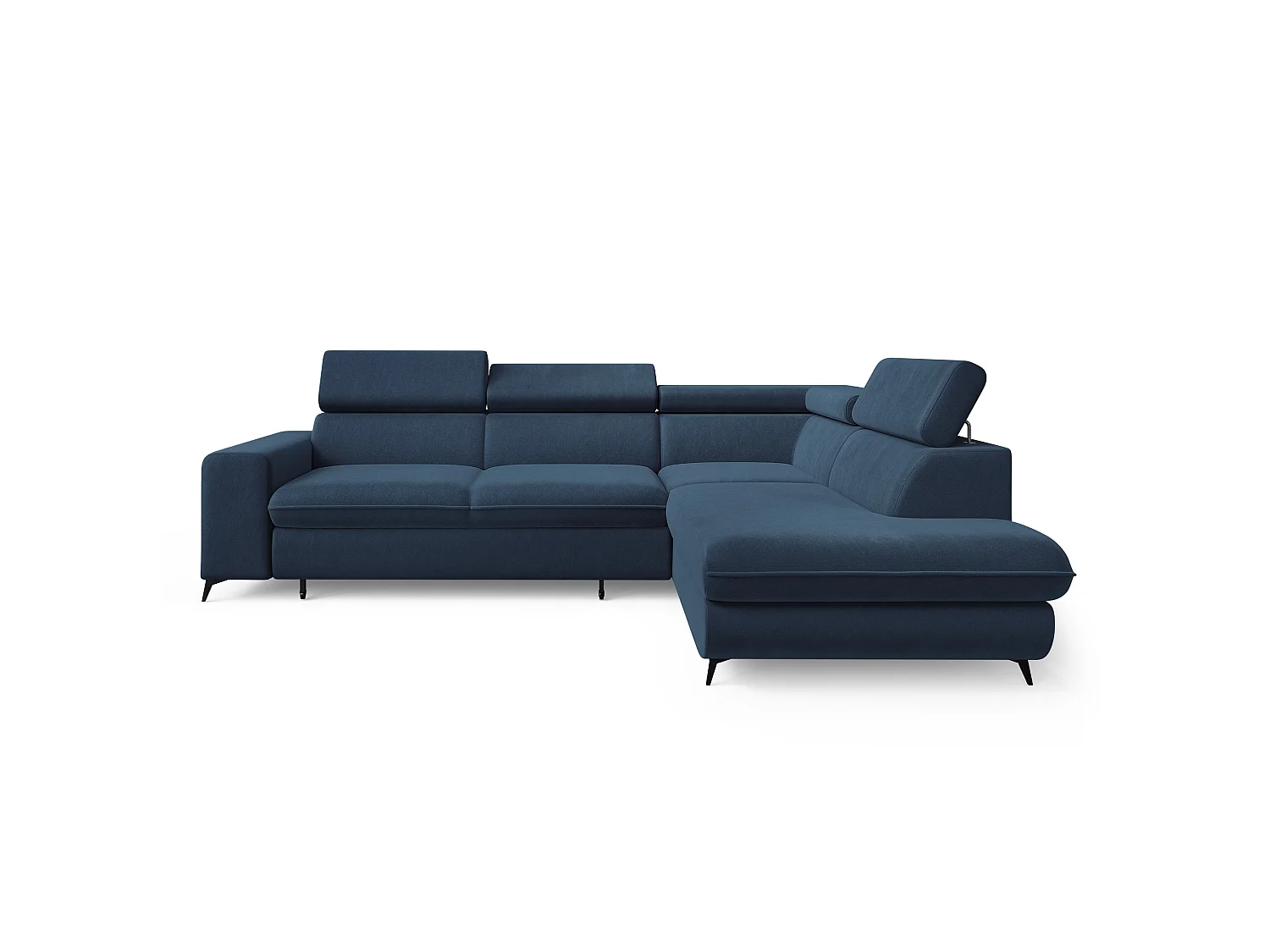 Hoekbank VELISS, met slaapfunctie, Fluweelstof Blauw