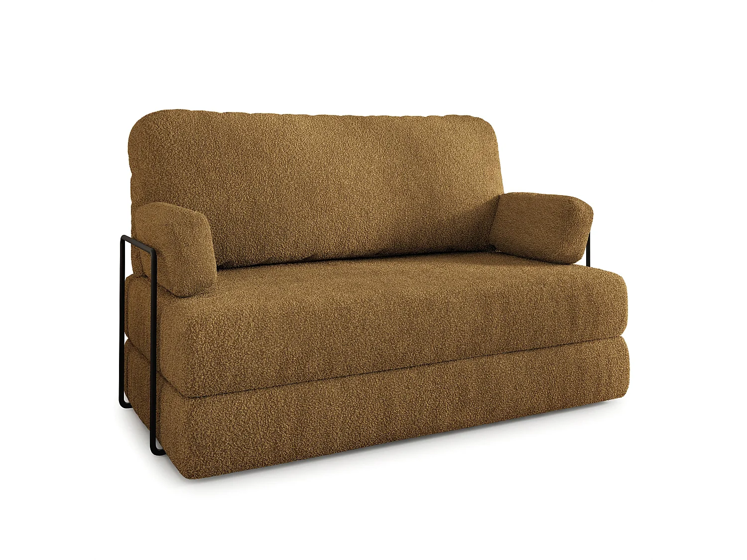 Canapé compressé KESTE avec cadre métallique, Tissu bouclé, Miel