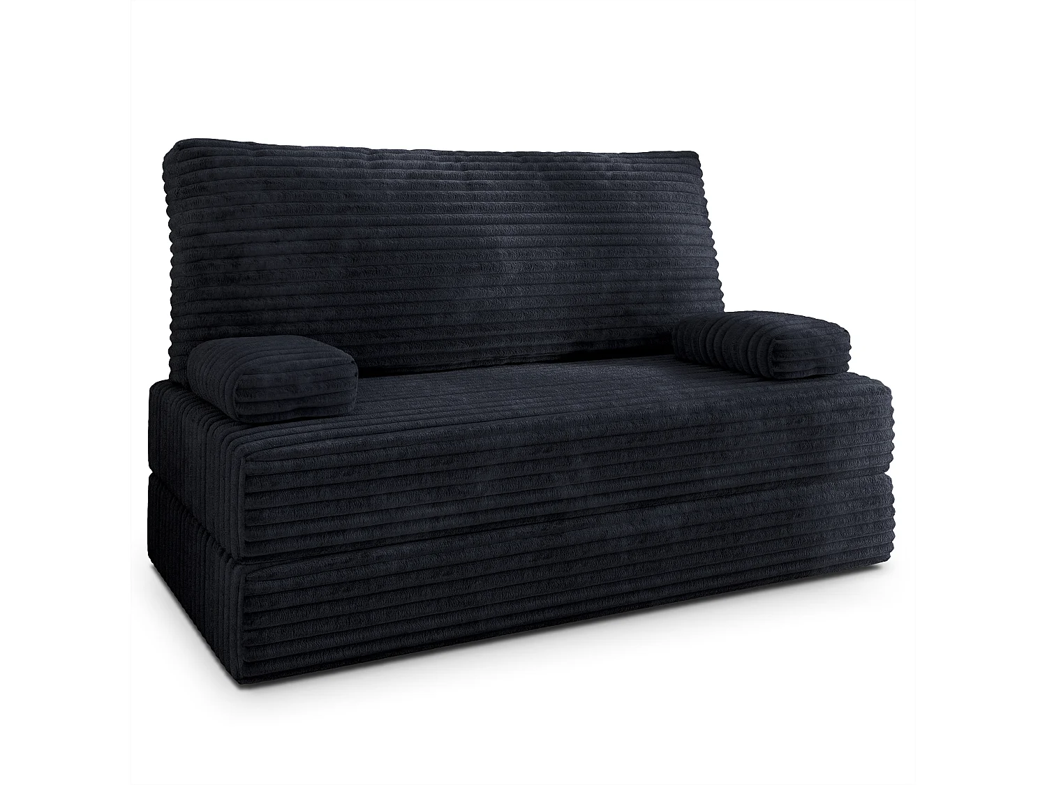 Canapé compressé LADIA sans cadre métallique, Velours côtelé TILIA, Noir