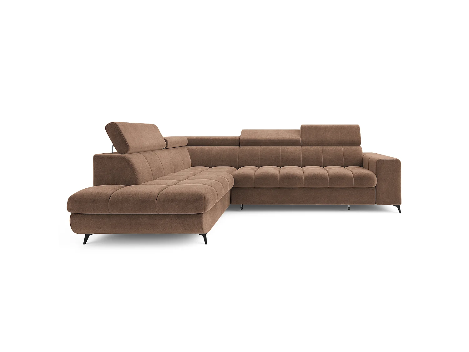 Hoekbank MORIVA, met slaapfunctie, Veloursstof Beige