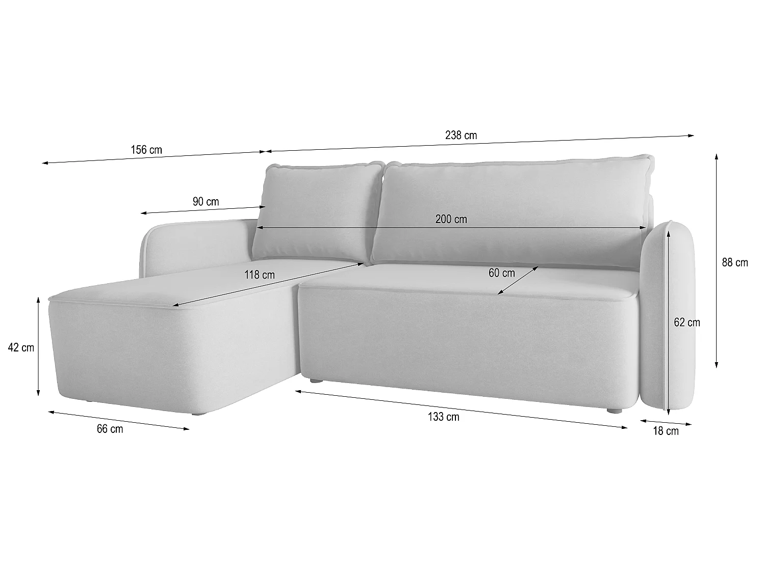 Hoekbank DOLVER, met slaapfunctie, Fluweelstof Olijfgroen