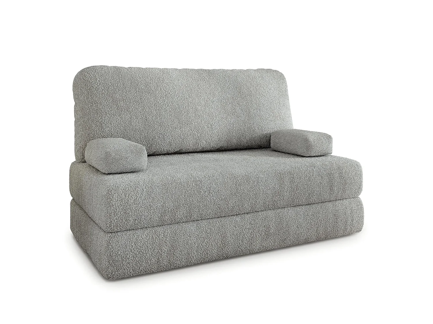 Canapé compressé KESTE sans cadre métallique, Tissu bouclé, Gris clair
