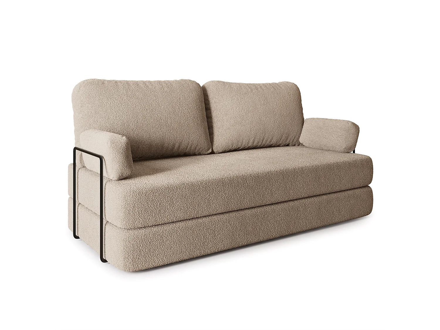 Canapé compressé NIKSI avec cadre métallique, Tissu bouclé, Beige