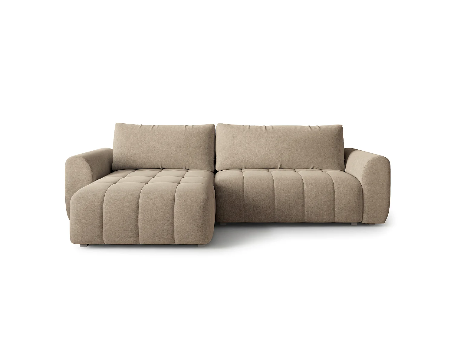 Hoekbank MODARO, met slaapfunctie, Fluweelstof Beige