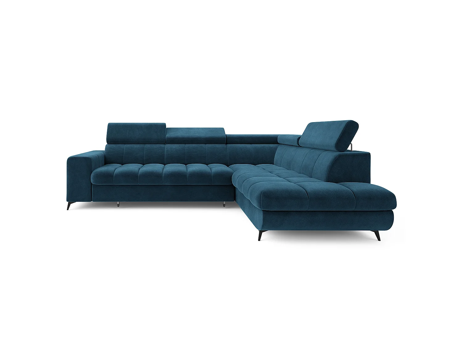 Hoekbank MORIVA, met slaapfunctie, Veloursstof Blauw