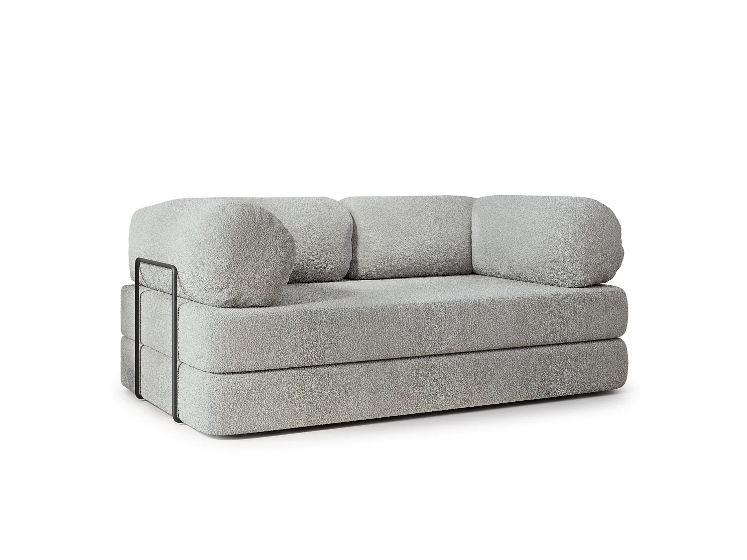 Canapé compressé EIREN avec cadre métallique, Tissu bouclé, Gris clair