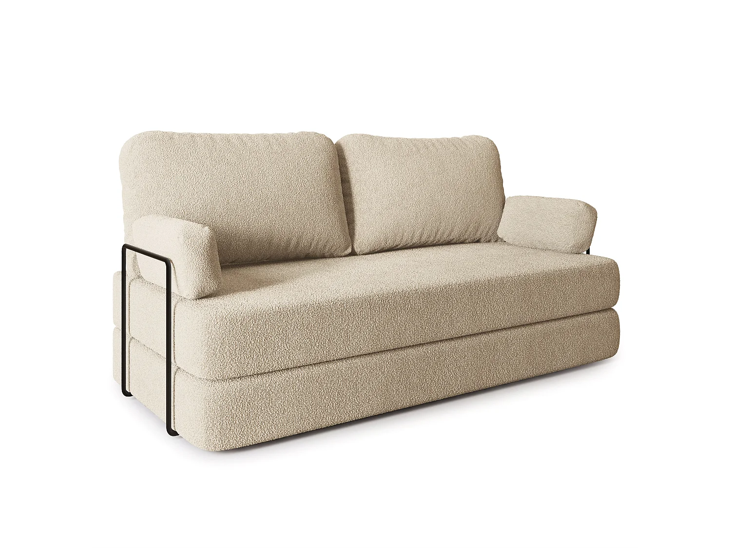 Canapé compressé NIKSI avec cadre métallique, Tissu bouclé, Crème
