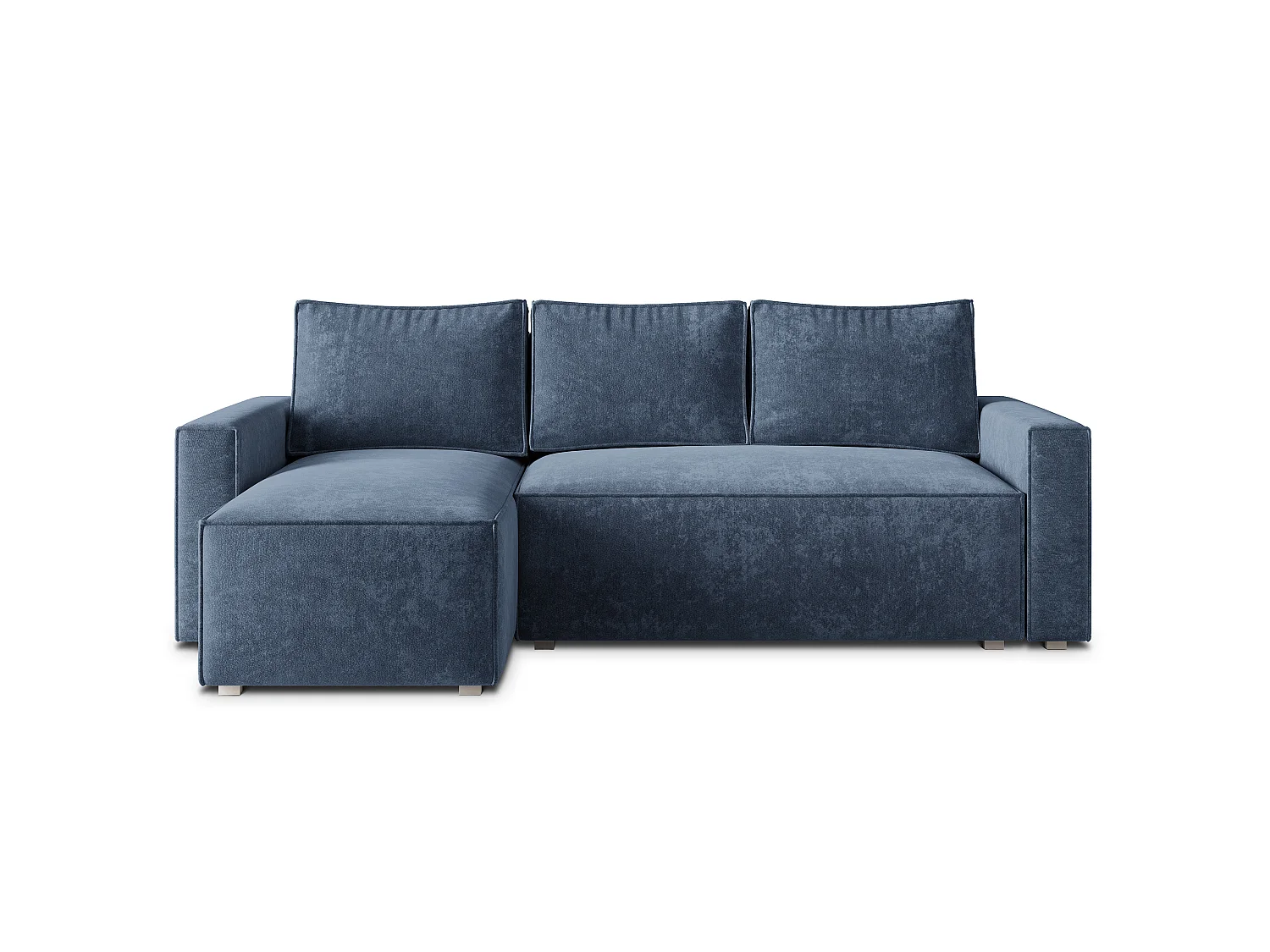 Hoekbank POTARO, met slaapfunctie, Chenille Blauw