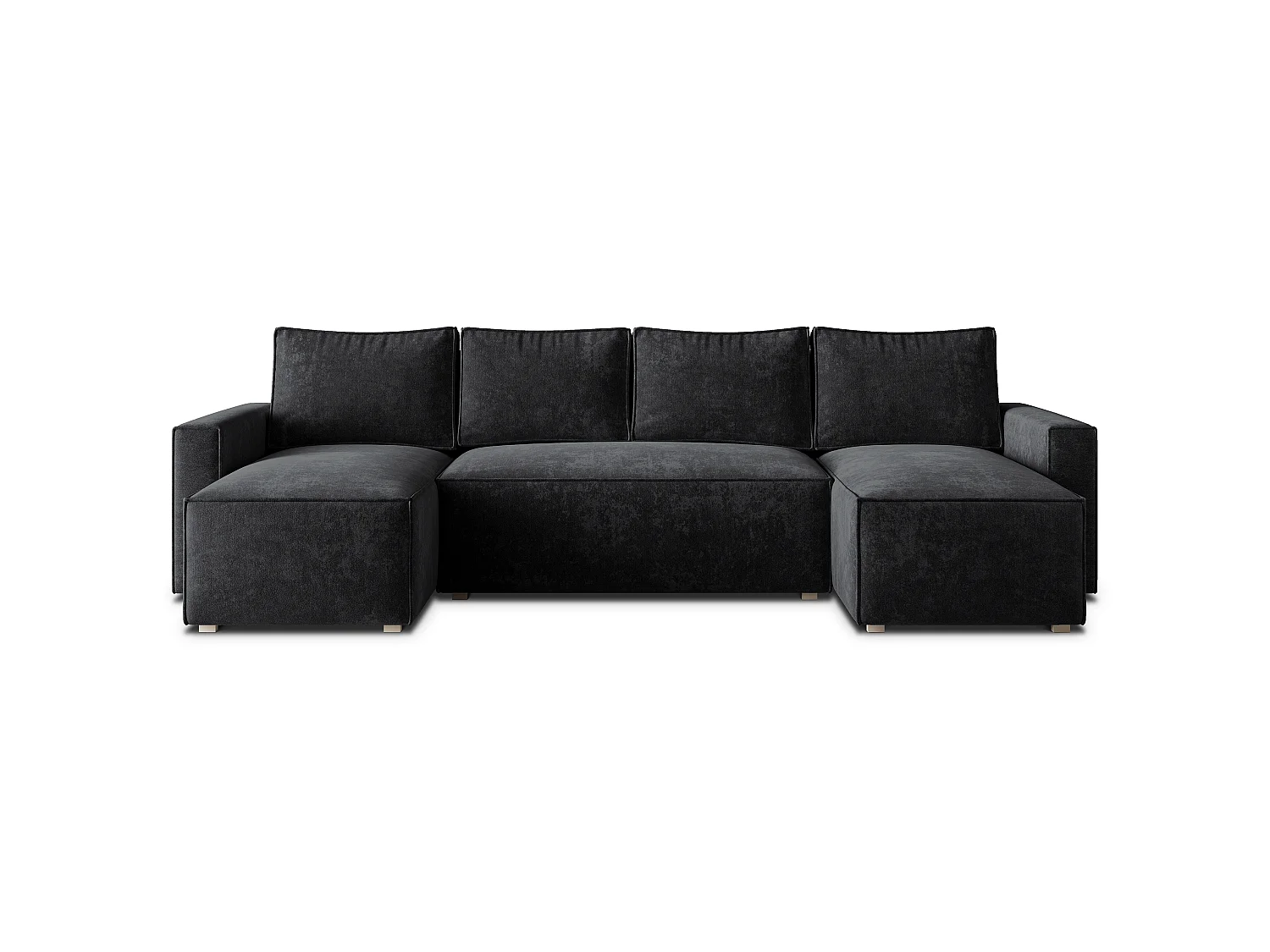 Hoekbank ASPRA, met slaapfunctie, Chenille Zwart