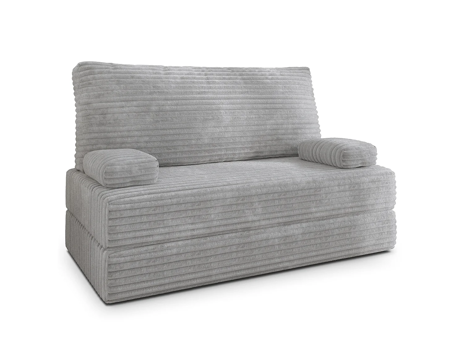 Canapé compressé LADIA sans cadre métallique, Velours côtelé TILIA, Gris clair