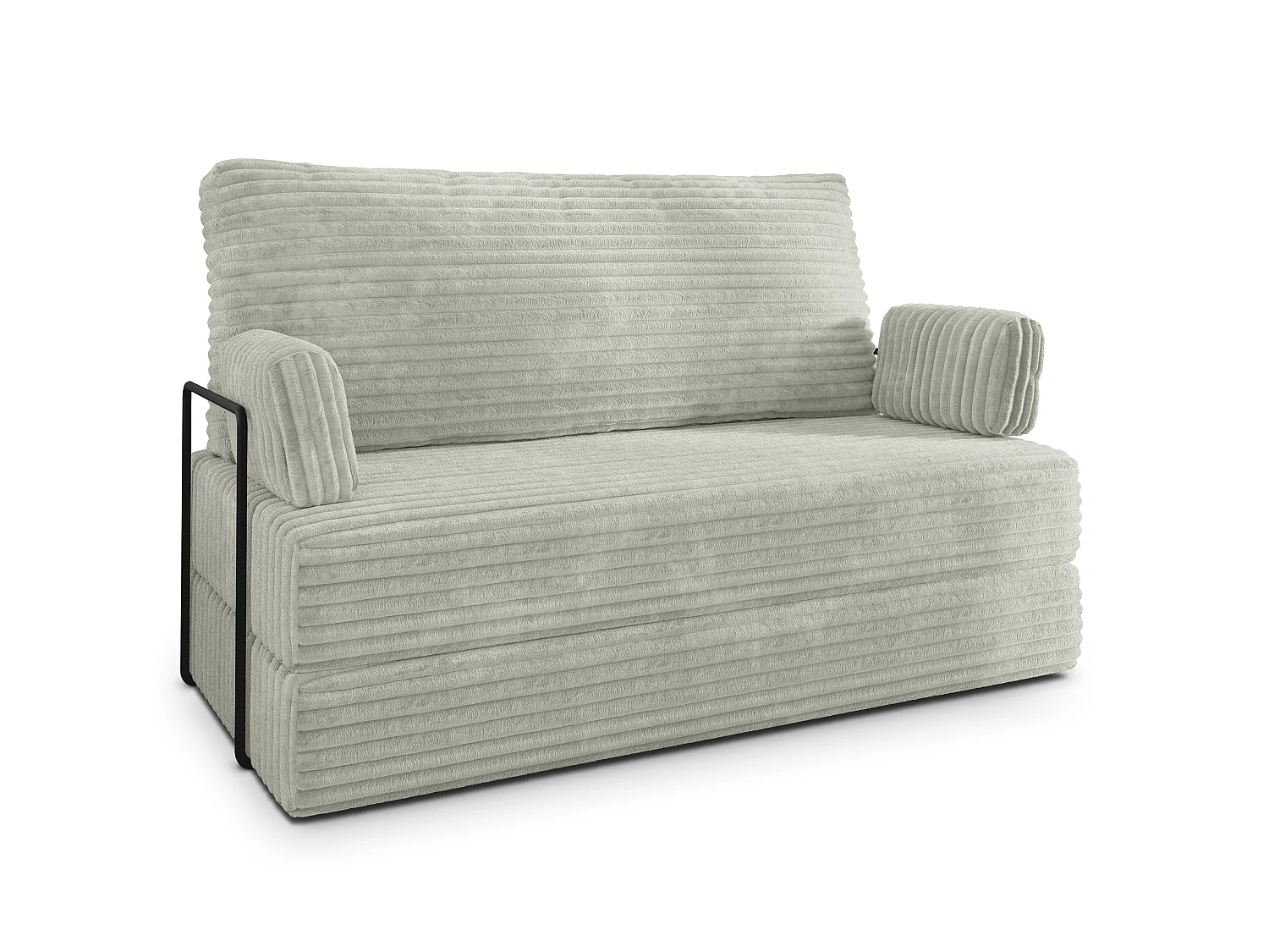 Canapé compressé LADIA avec cadre métallique, Velours côtelé TILIA, Gris clair