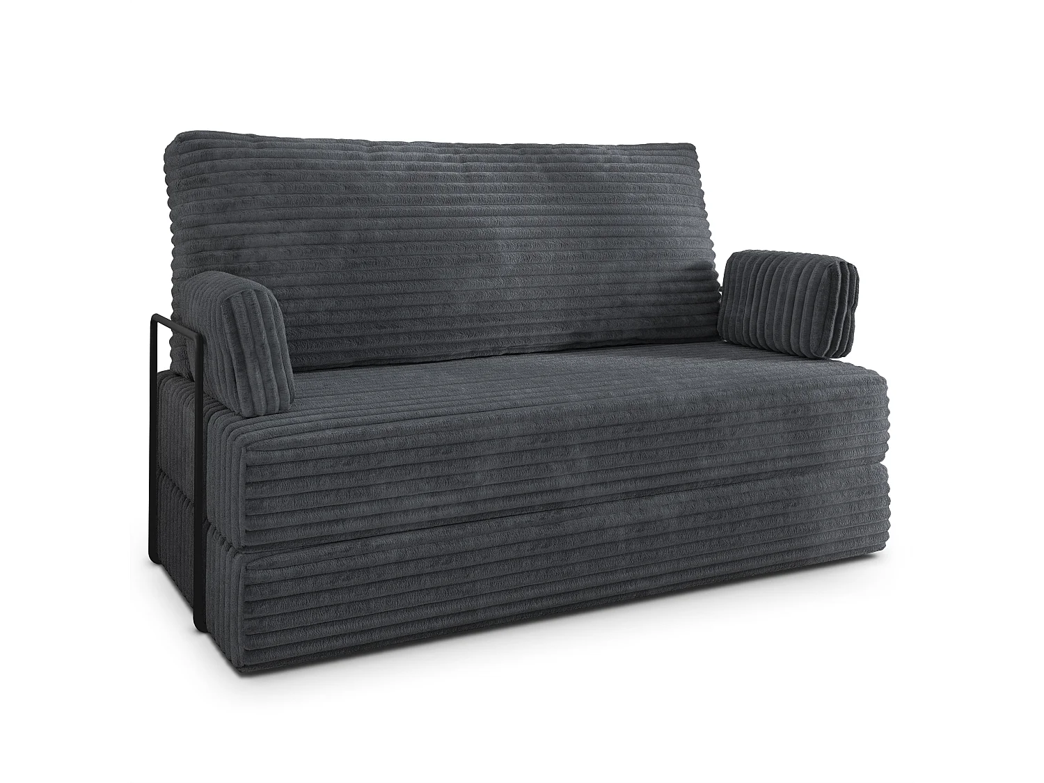 Canapé compressé LADIA avec cadre métallique, Velours côtelé TILIA, Anthracite