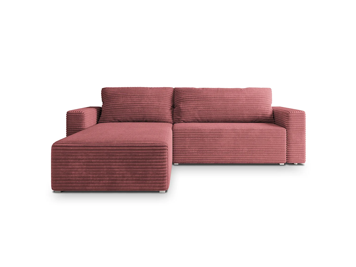 Hoekbank CALTI, met slaapfunctie, Cordstof Roze