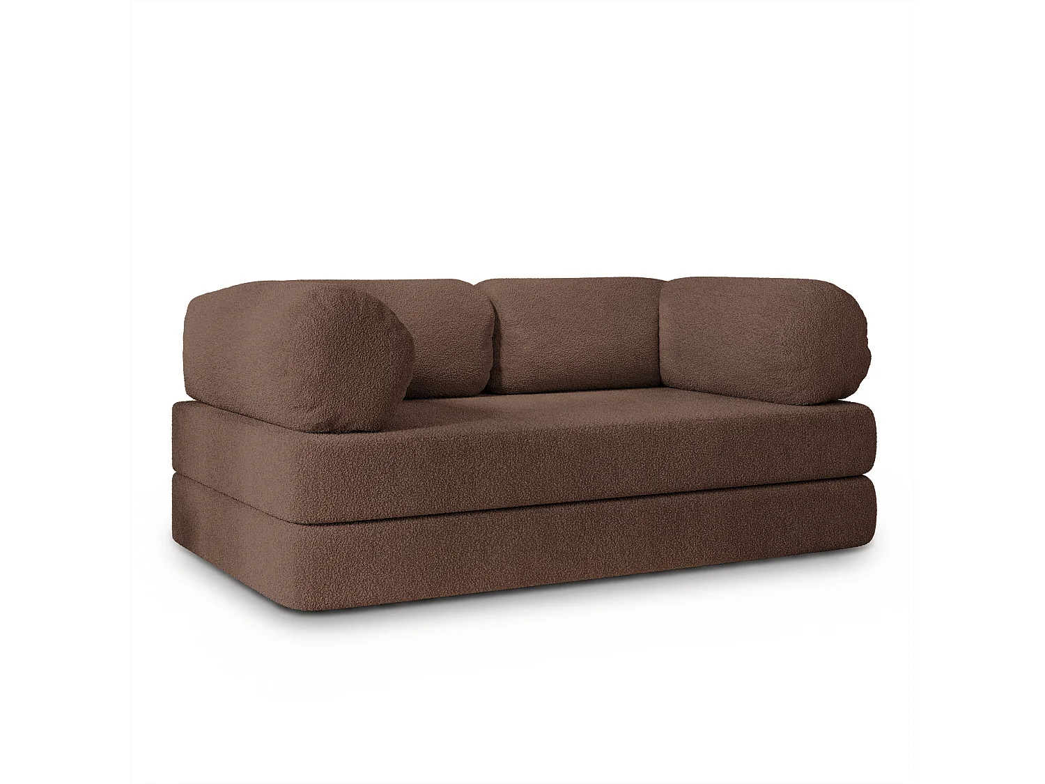 Canapé compressé EIREN sans cadre métallique, Tissu bouclé, Marron