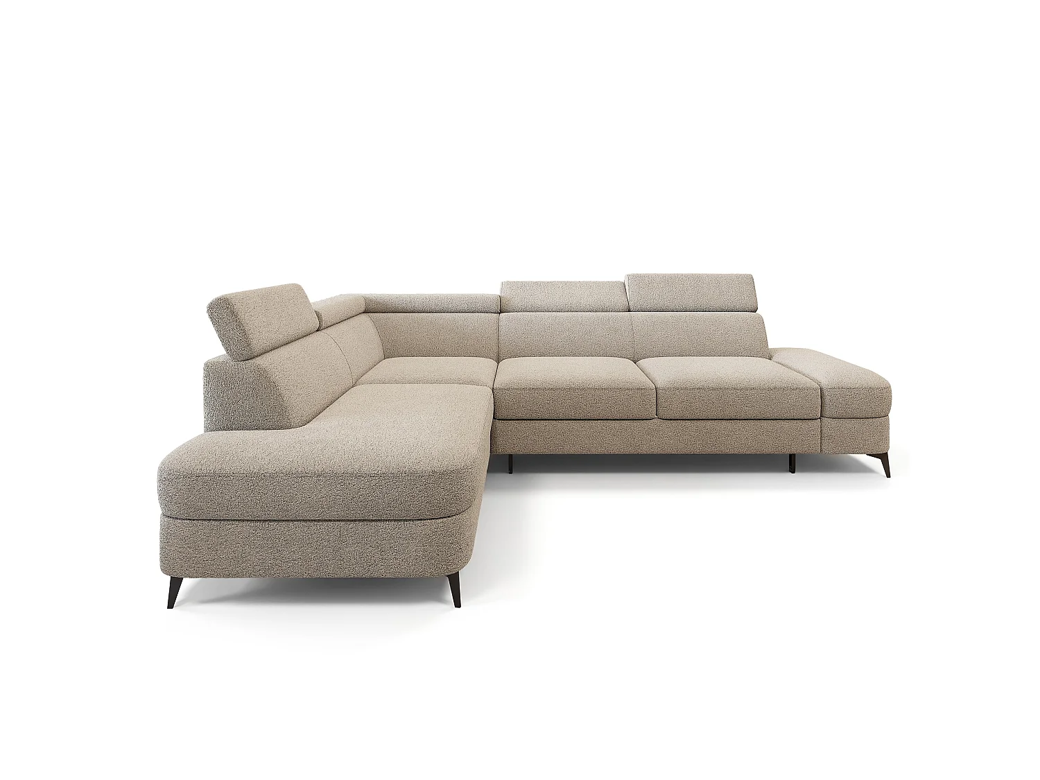 Hoekbank AVISE, met slaapfunctie, Boucléstof Beige