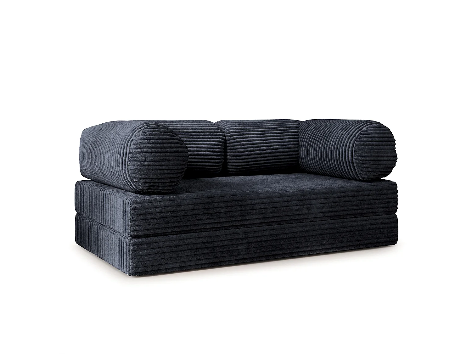 Canapé compressé ALVIO sans cadre métallique, Velours côtelé TILIA, Noir