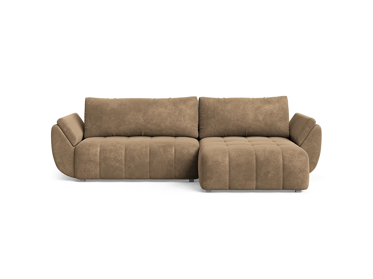 Hoekbank OLSI, met slaapfunctie, Veloursstof Beige