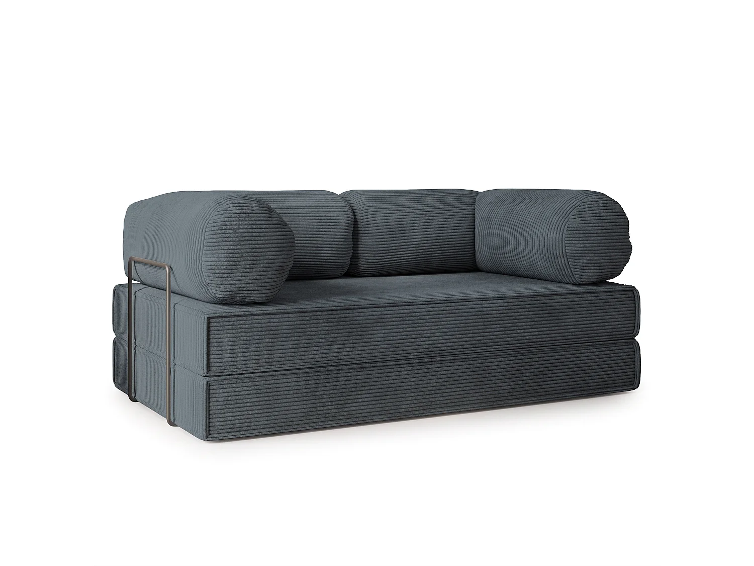 Canapé compressé ALVIO avec cadre métallique, Velours côtelé POSO, Anthracite