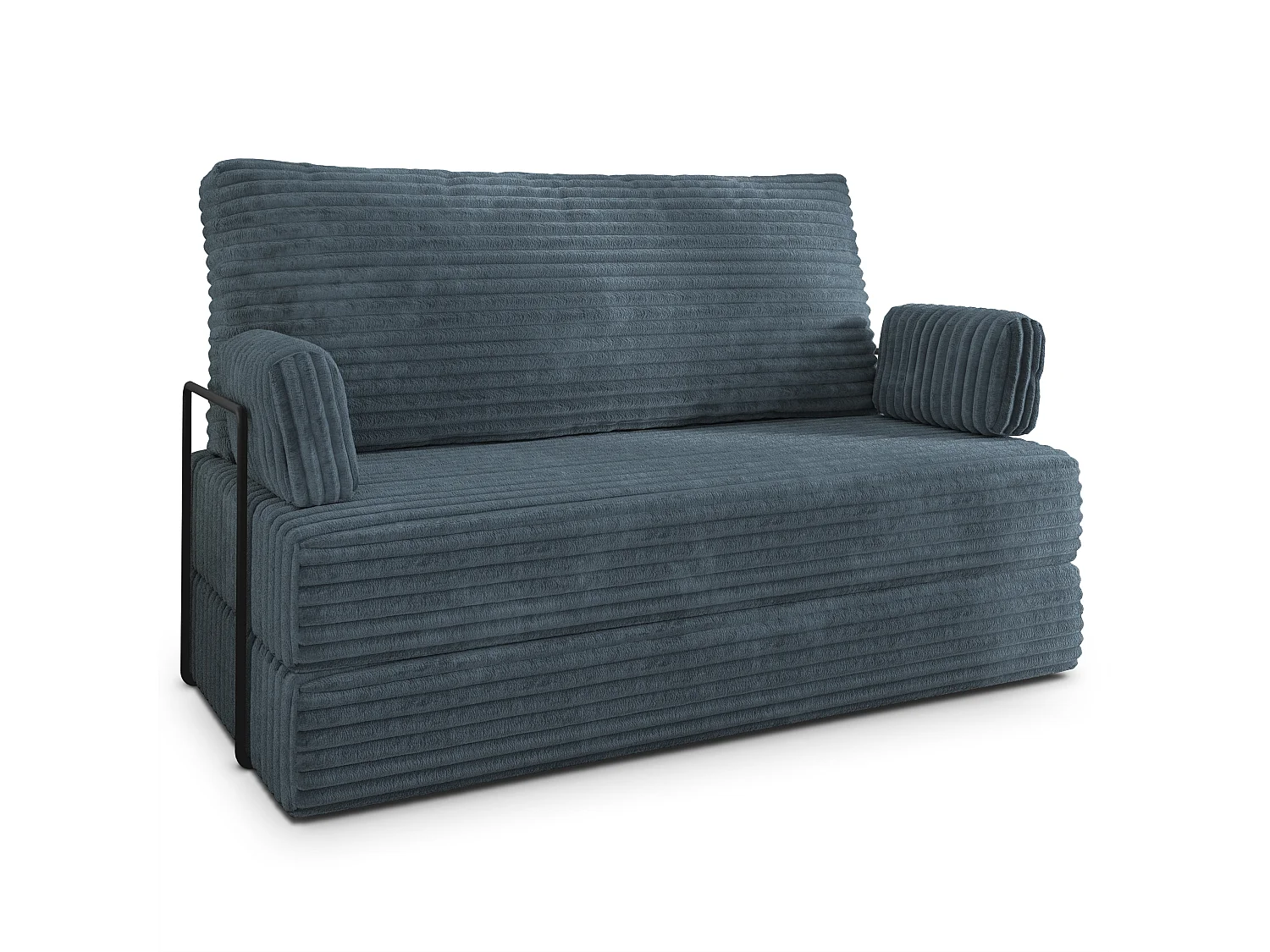 Canapé compressé LADIA avec cadre métallique, Velours côtelé TILIA, Gris