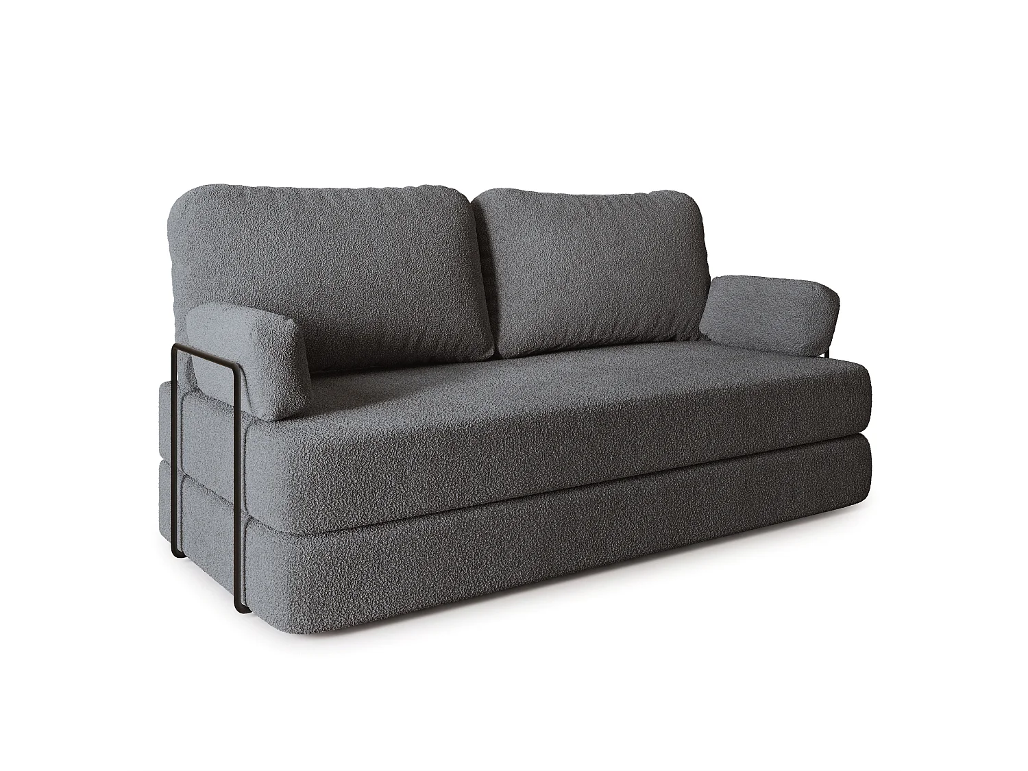 Canapé compressé NIKSI avec cadre métallique, Tissu bouclé, Gris
