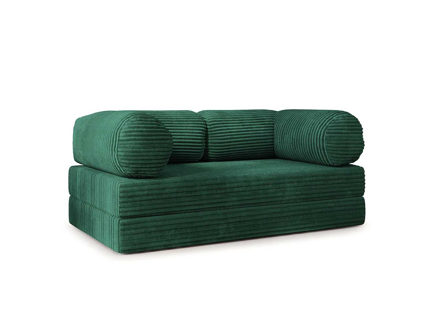 Canapé compressé ALVIO sans cadre métallique, Velours côtelé TILIA, Vert bouteille