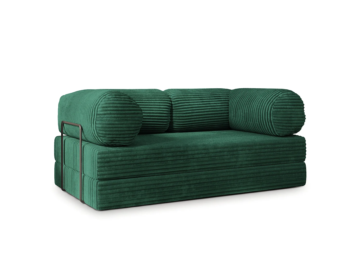 Canapé compressé ALVIO avec cadre métallique, Velours côtelé TILIA, Vert bouteille