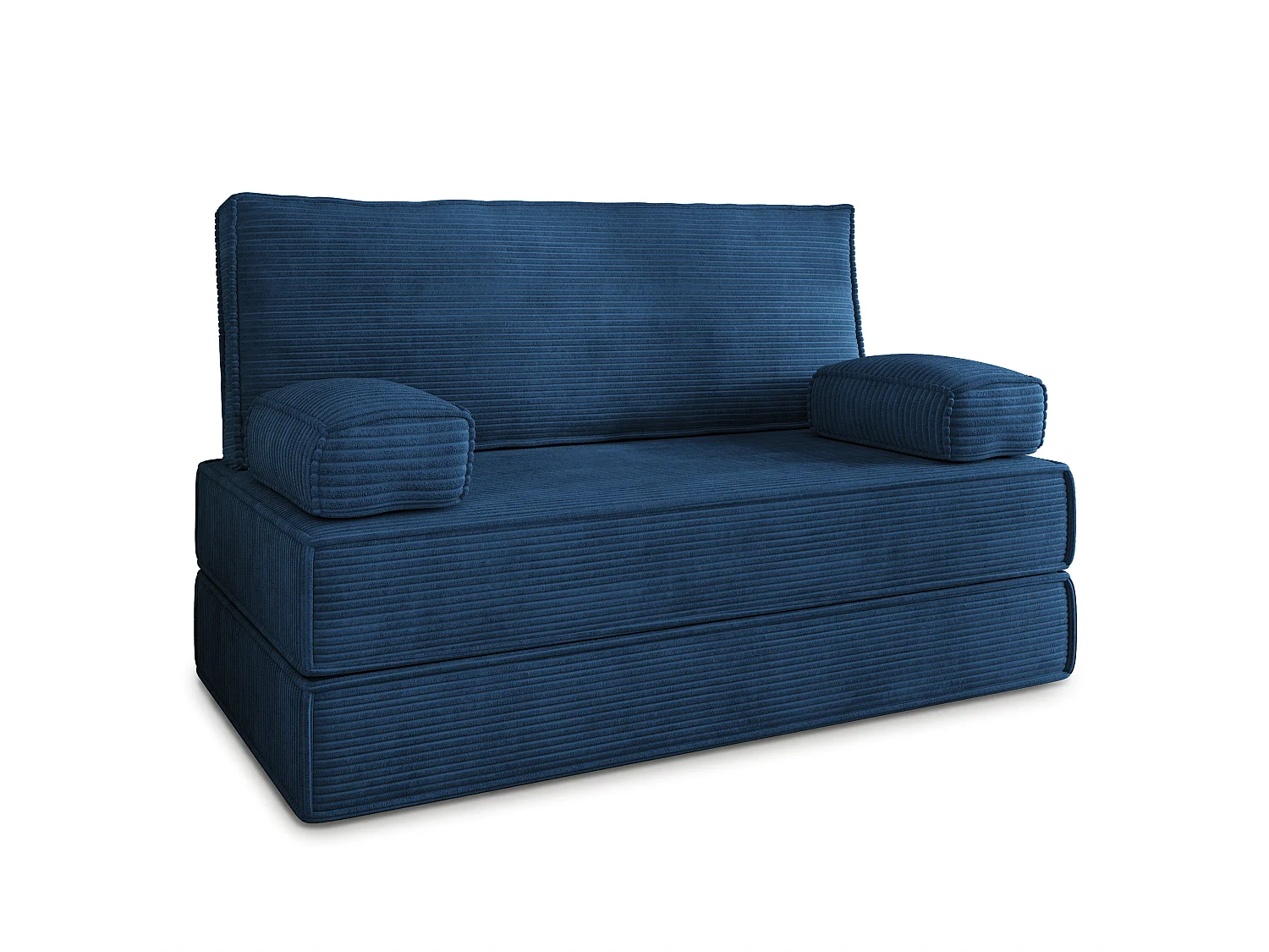 Canapé compressé LADIA sans cadre métallique, Velours côtelé POSO, Bleu