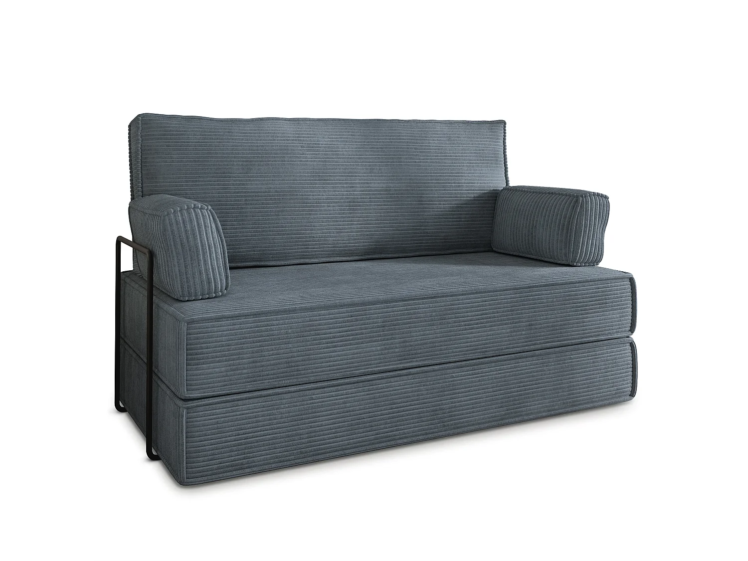 Canapé compressé LADIA avec cadre métallique, Velours côtelé POSO, Gris