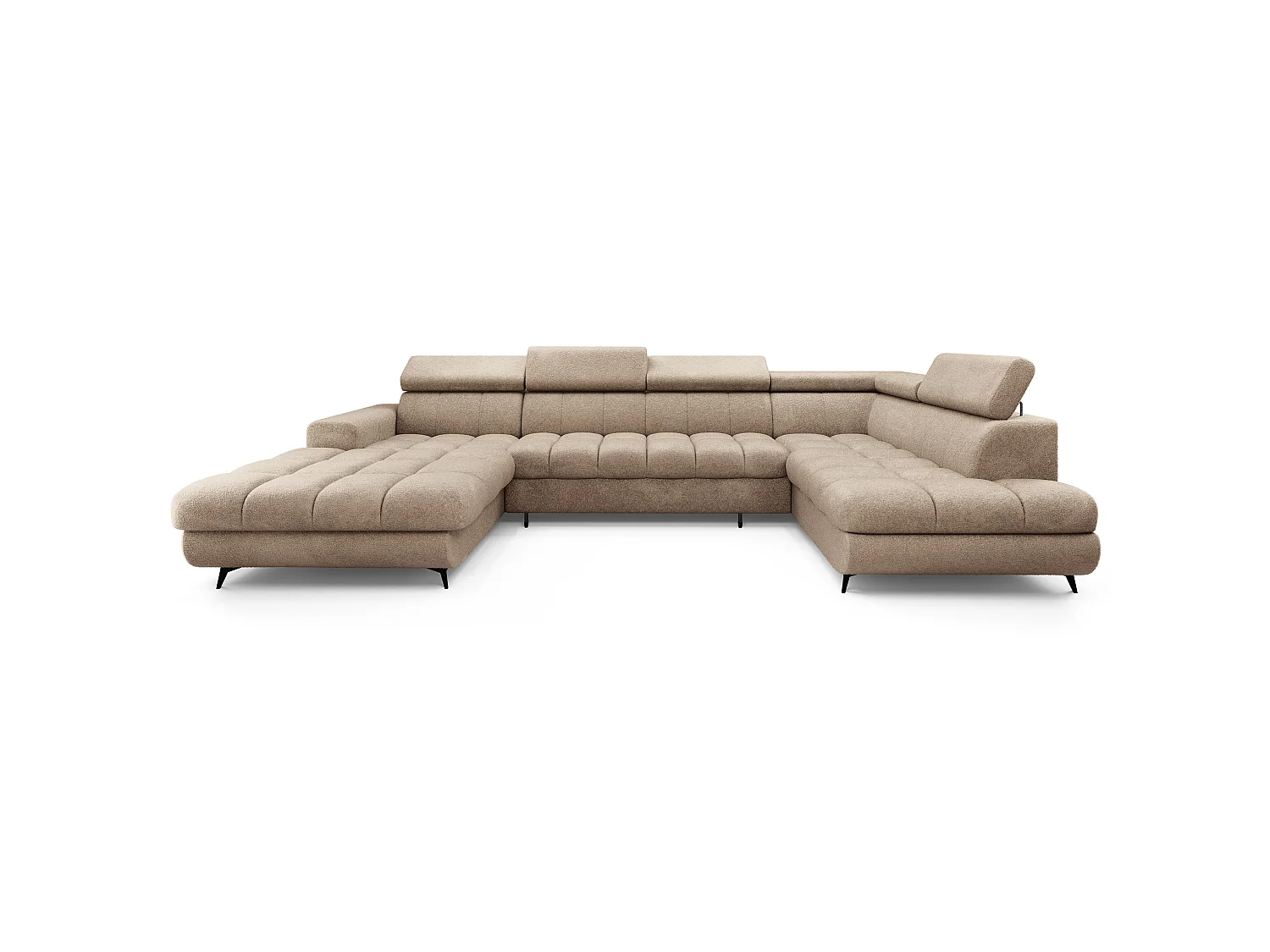 Hoekbank CORENO, met slaapfunctie, Boucléstof Beige
