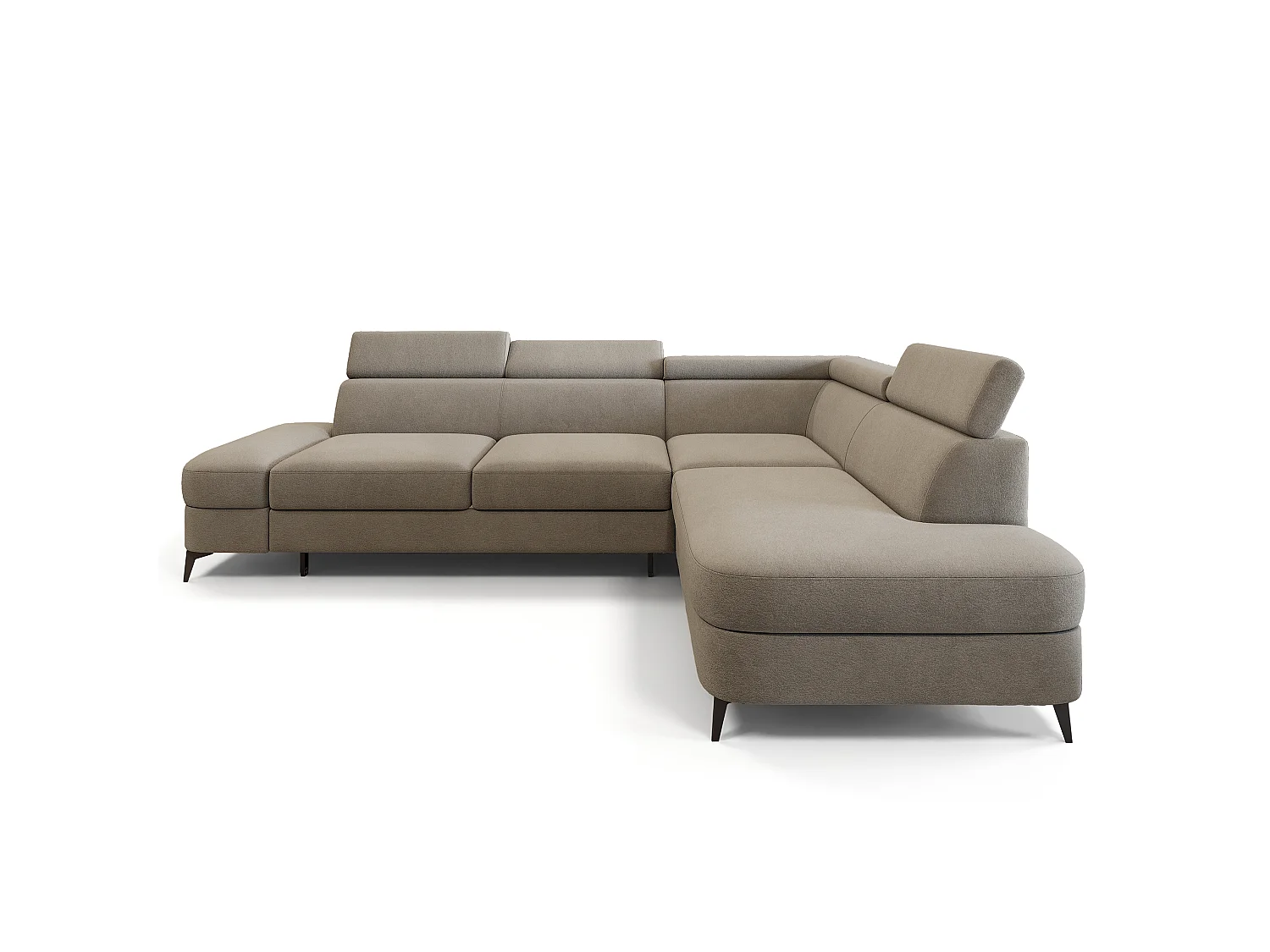 Hoekbank AVISE, met slaapfunctie, Veloursstof Beige