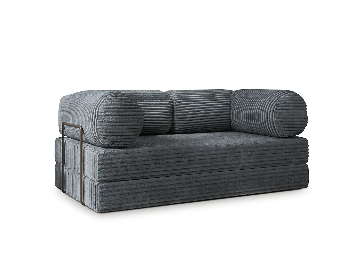 Canapé compressé ALVIO avec cadre métallique, Velours côtelé TILIA, Anthracite