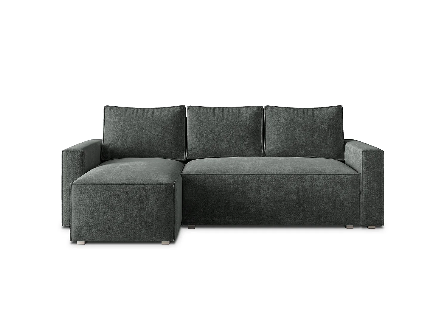 Hoekbank POTARO, met slaapfunctie, Chenille Grijs