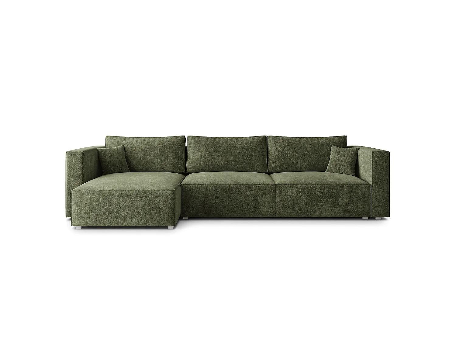 Hoekbank TOLMO, met slaapfunctie, Chenille Groen