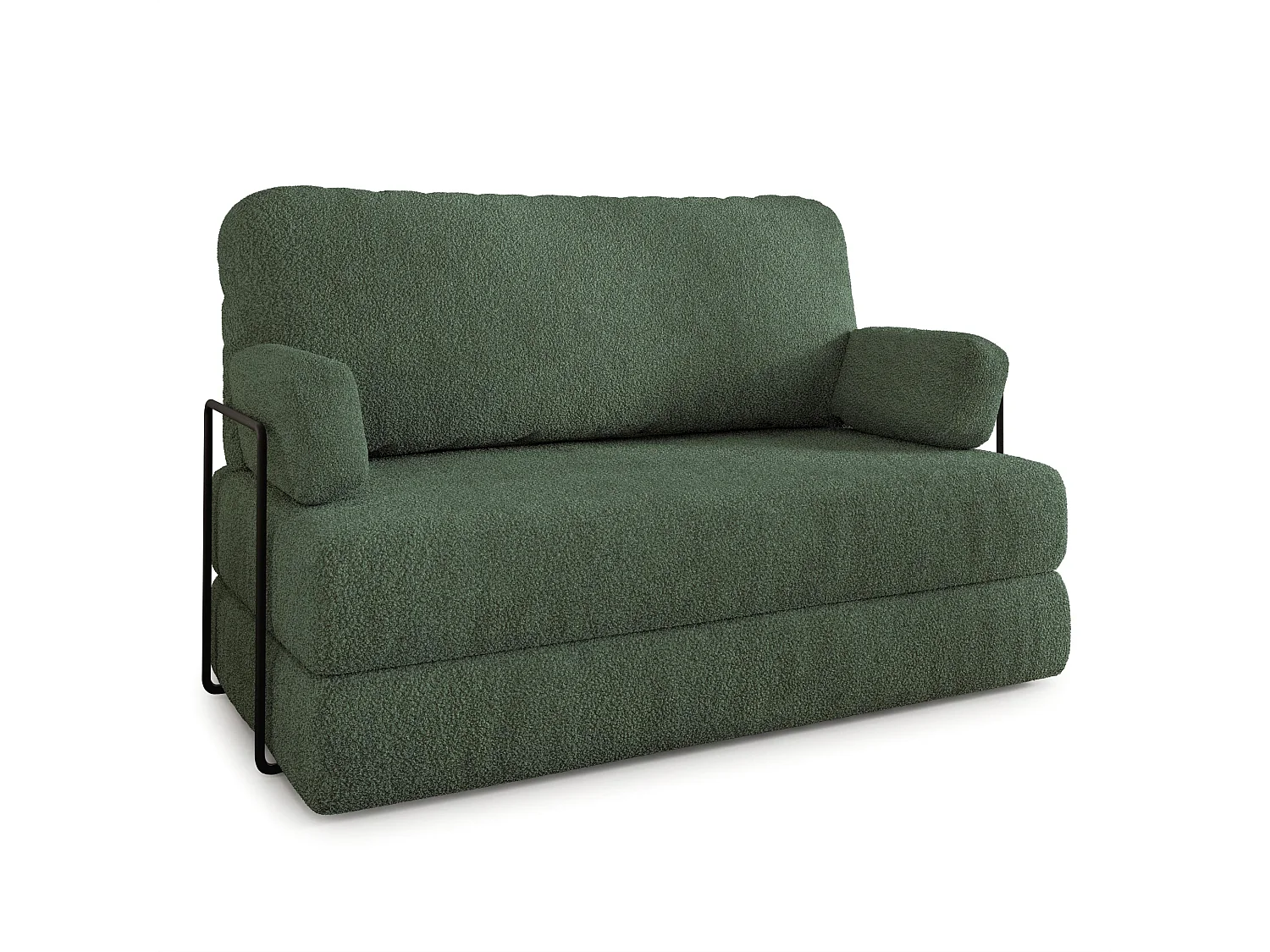 Canapé compressé KESTE avec cadre métallique, Tissu bouclé, Vert