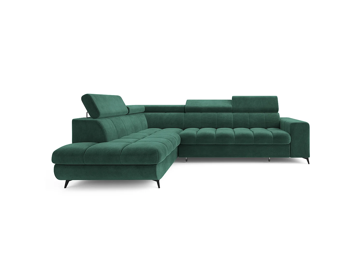 Hoekbank MORIVA, met slaapfunctie, Veloursstof Groen