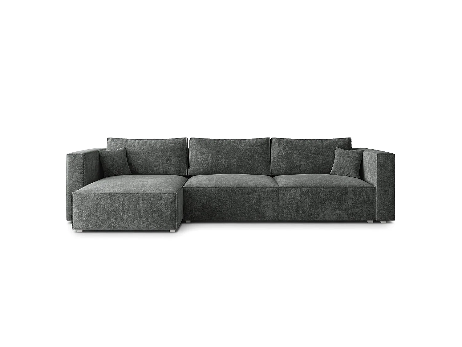 Hoekbank TOLMO, met slaapfunctie, Chenille Grijs