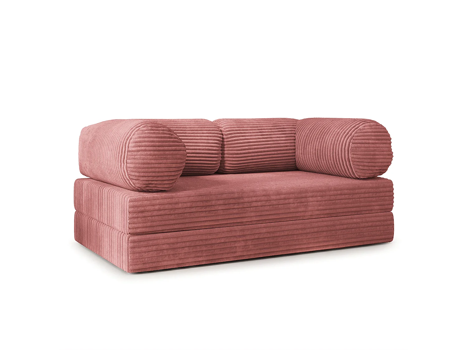 Canapé compressé ALVIO sans cadre métallique, Velours côtelé TILIA, Rose poudré