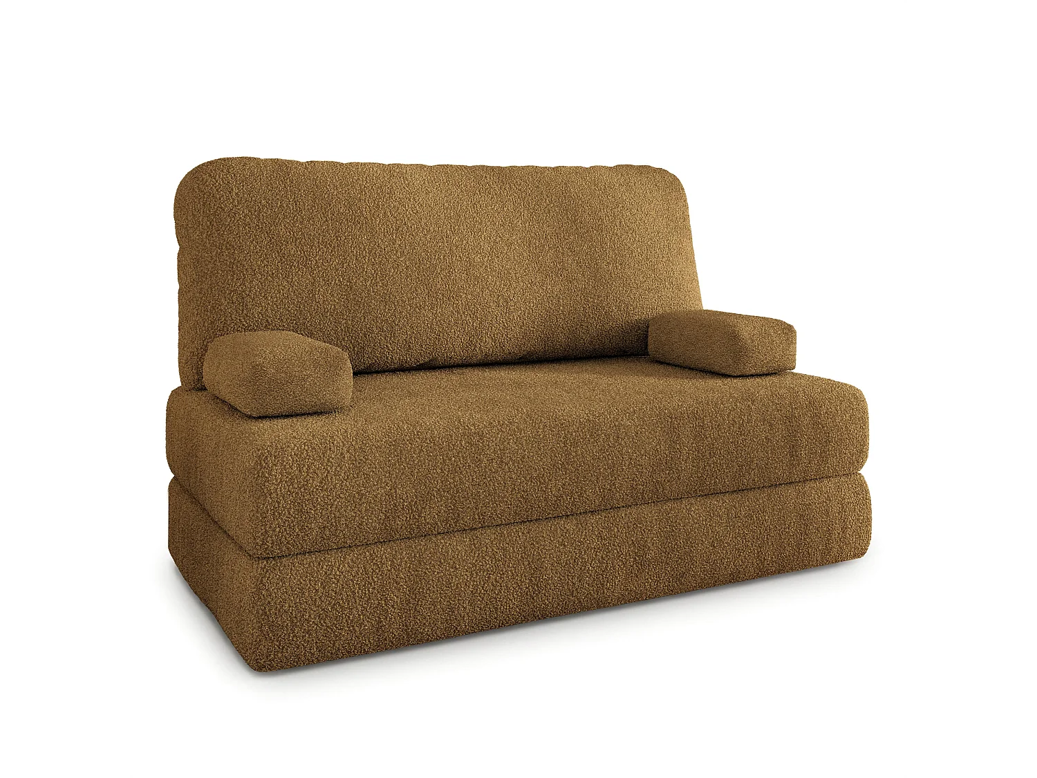 Canapé compressé KESTE sans cadre métallique, Tissu bouclé, Miel