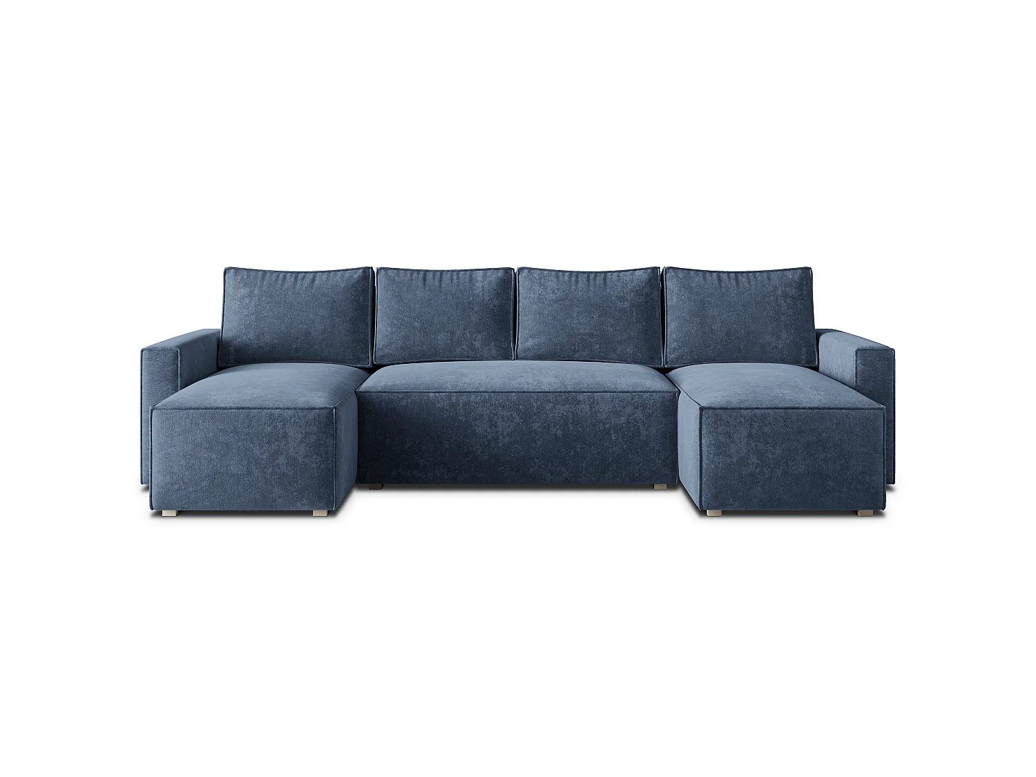 Hoekbank ASPRA, met slaapfunctie, Chenille Blauw