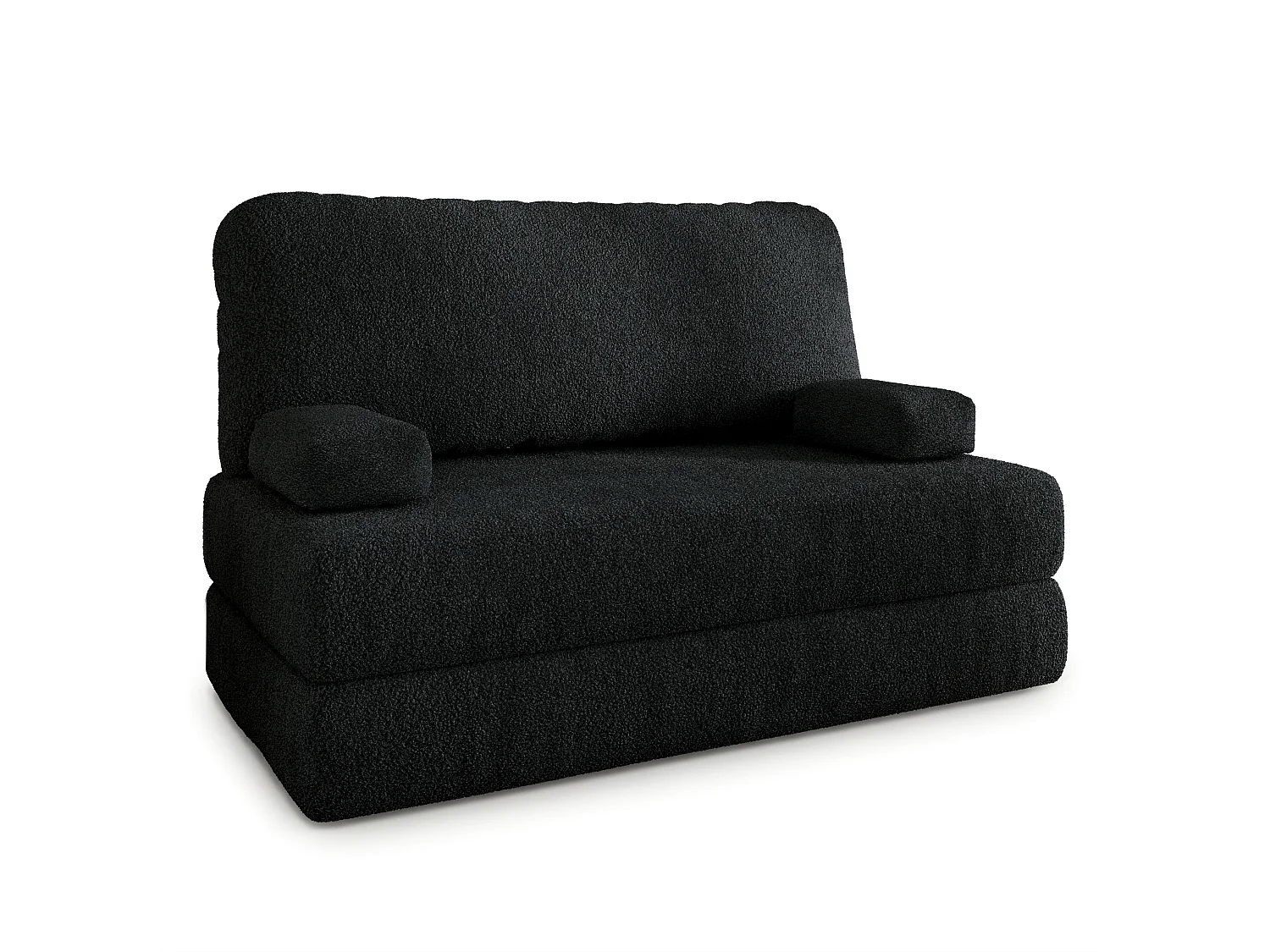 Canapé compressé KESTE sans cadre métallique, Tissu bouclé, Noir