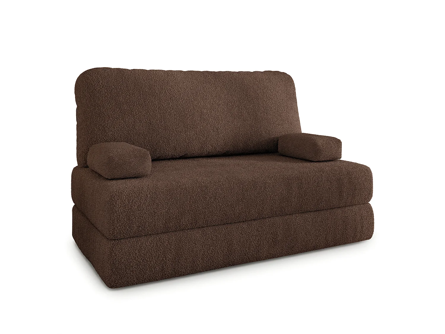 Canapé compressé KESTE sans cadre métallique, Tissu bouclé, Marron