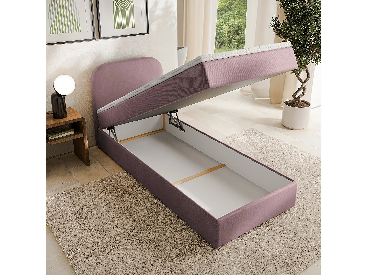 Lit continental CERIA 100x200 cm, Rosée